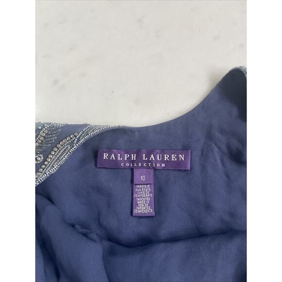 Ralph Lauren Collection Purple Label Runway Bead Embroidered Silk Dress Top 10 M - Picture 8 of 10